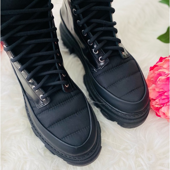 NEW | GANNI Nylon-Trimmed Combat Boots - Picture 4 of 14